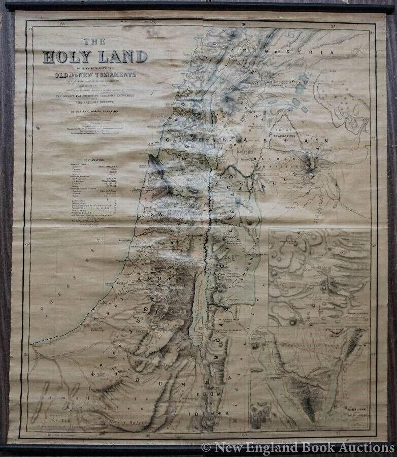 1889 LARGE WALL MAP of HOLY LAND to ILLUSTRATE BIBLE antique 52 by 60" antique (1 of 9)