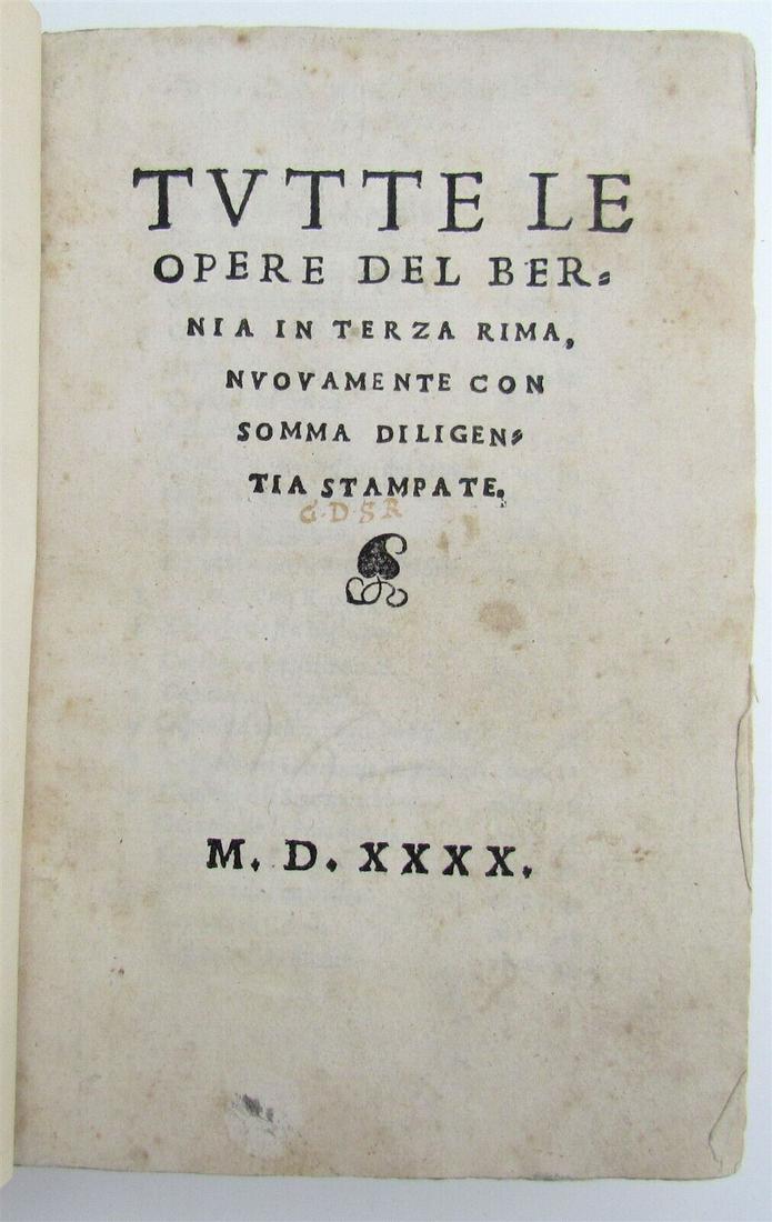 1540 BURLESQUE POETRY by Francesco Berni antique Tutte le Opere del Bernia (1 of 6)