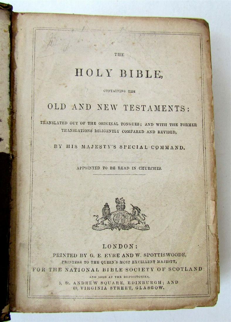19th century HOLY BIBLE in English antique OLD & NEW TESTAMENT (1 of 3)