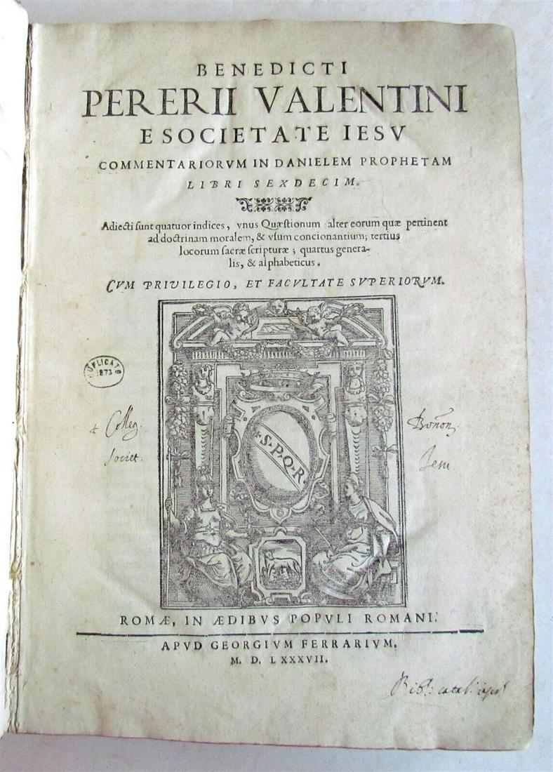 1587 BIBLE COMMENTARY by Spanish Jesuit Benet Perera antique 16th CENTURY FOLIO (1 of 12)