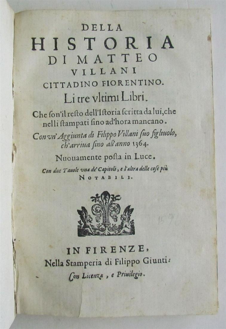 1596 DELLA HISTORIA DI MATTEO VILLIANI antique ITALIAN HISTORY 16th CENTURY (1 of 8)
