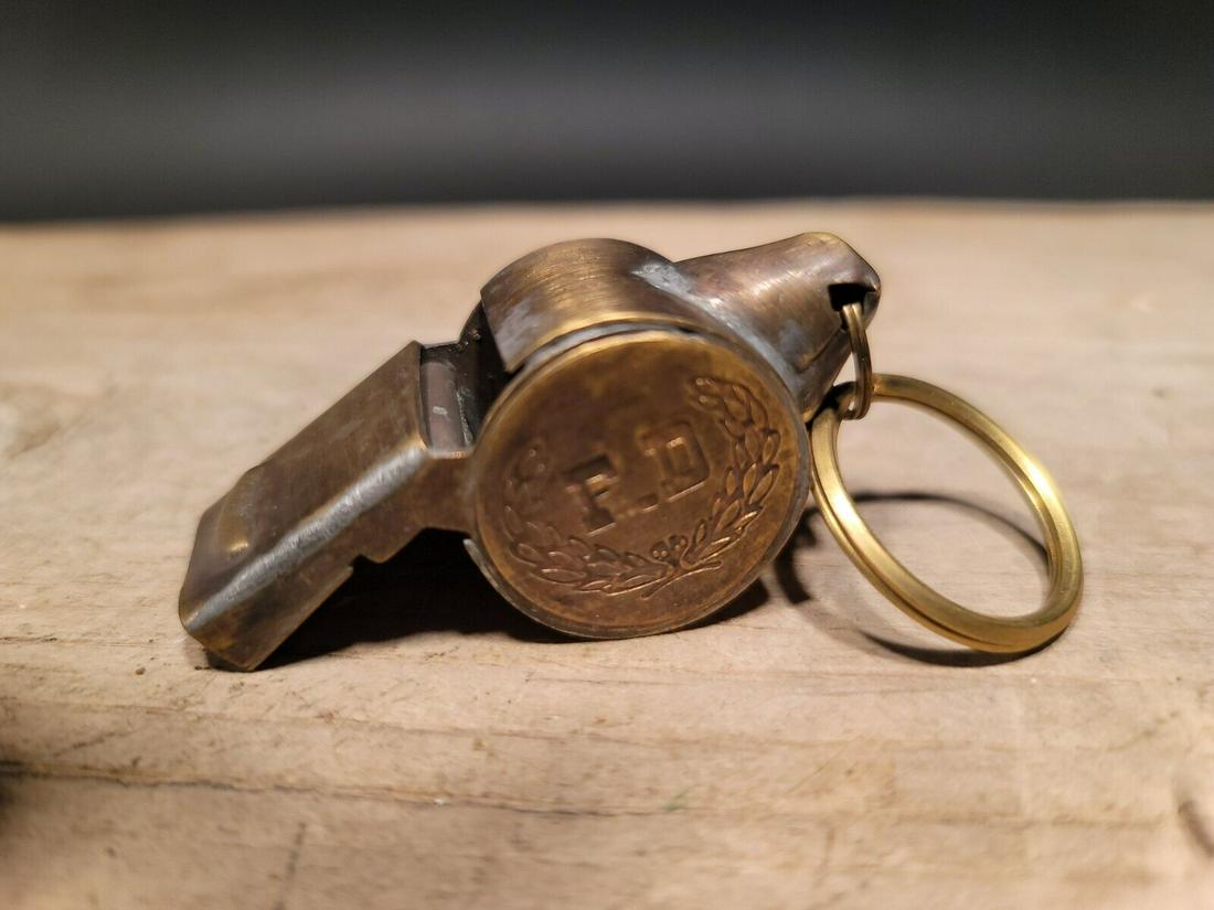 Fire Department Brass Whistle Keychain (1 of 12)