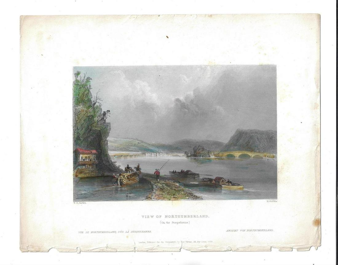 1839 Colored Steel Engraving Susquehanna (1 of 1)