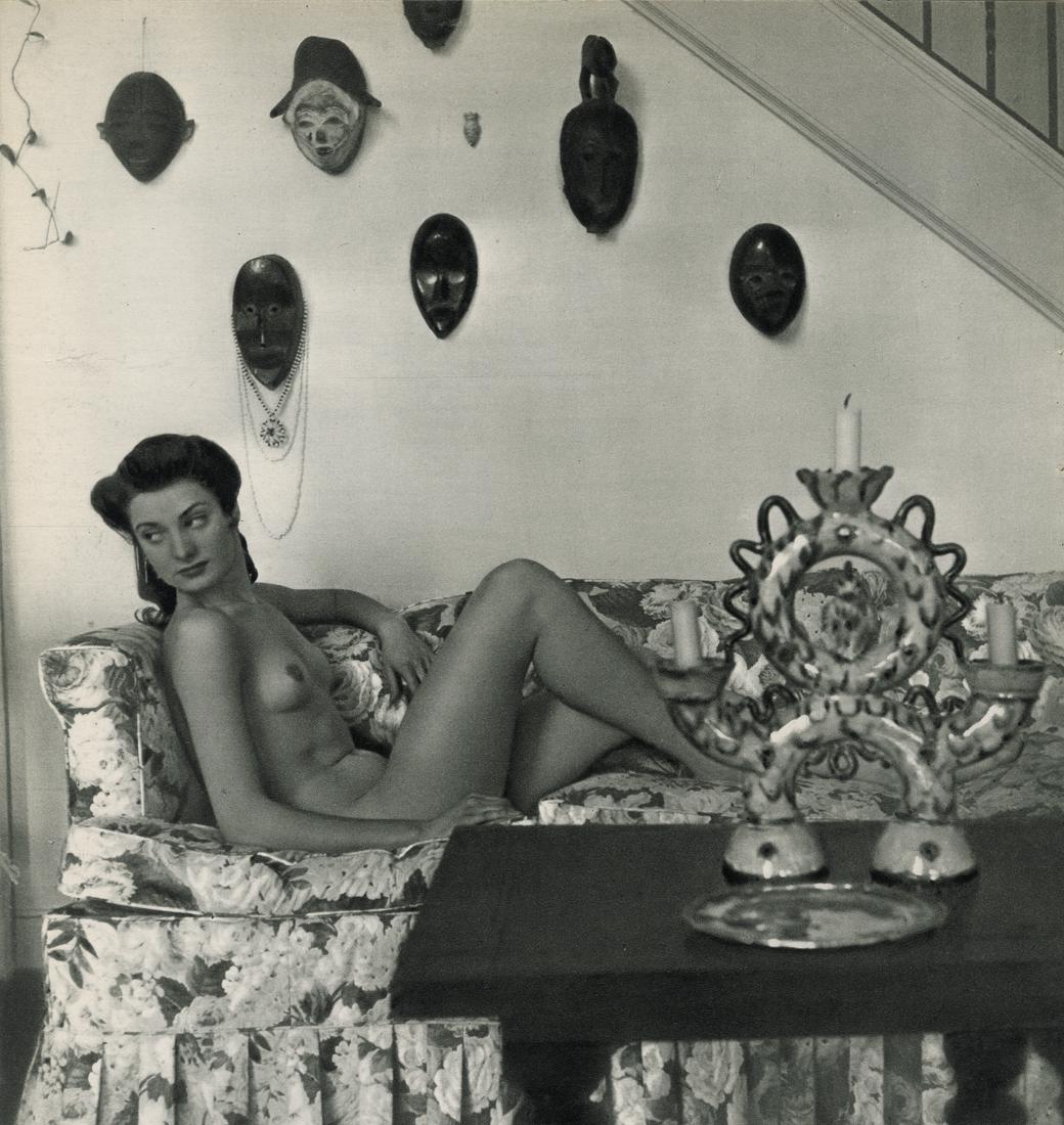 ANDRE DE DIENES - Nude: Artist: Andre De Dienes Title: Nude Medium: Sheet Fed Gravure, 1950s, France Dimensions: 9.05x9.6" Description: Heat Wax Mounted on 11x14" Conservation Board Artist Bio: Andre De Dienes was a Hungaria