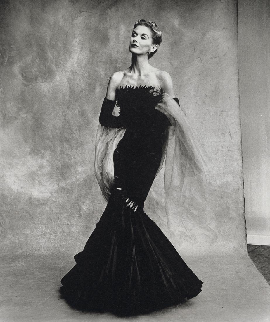 IRVING PENN - Rochas "Mermaid Dress", Paris, 1950: Artist: Irving Penn Title: Rochas "Mermaid Dress" (Lisa Fonssagrives-Penn), Paris, 1950 Medium: Photo Litho, 1991, USA Dimensions: 7.9x9.4" Description: Heat Wax Mounted on 11x14" Conservation Board A