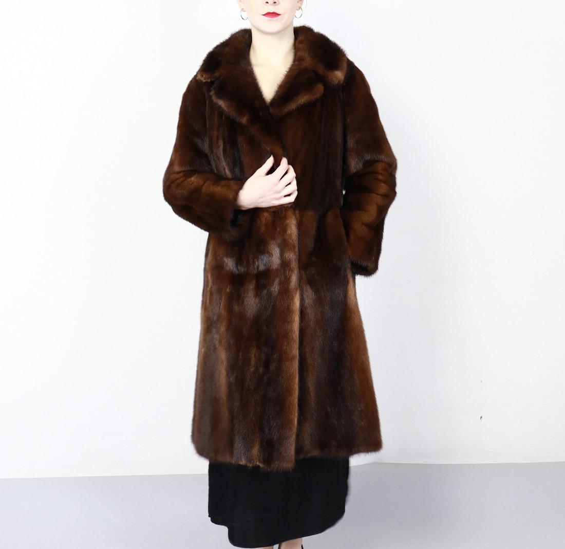 BROWN MINK FUR COAT-Size S - US8 (1 of 9)