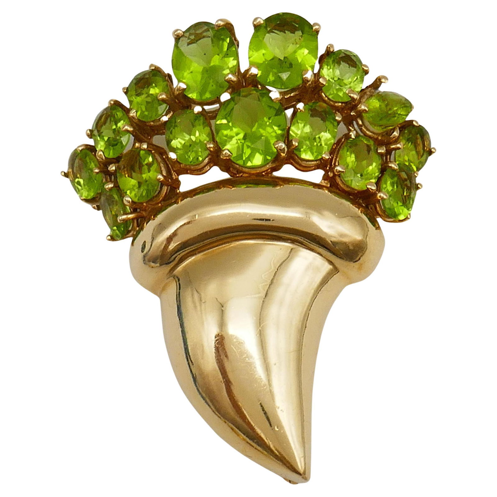 Vintage Gold Brooch with Peridot (1 of 6)