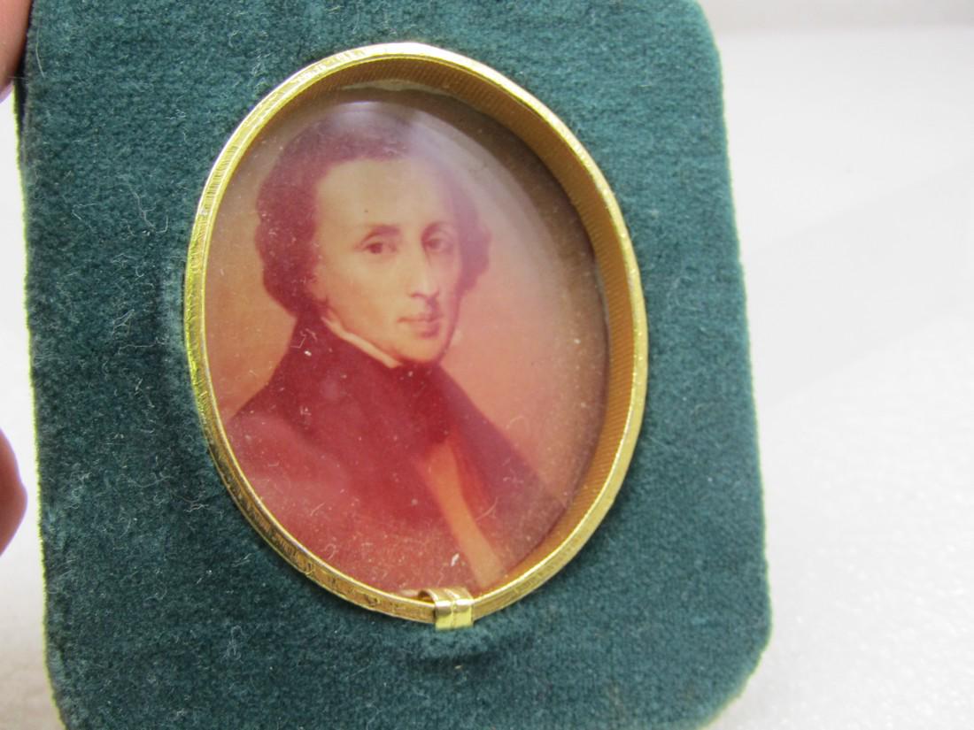 Antique Framed Photo in Green Velvet with Warsaw Poland Tag, 3" (1 of 6)