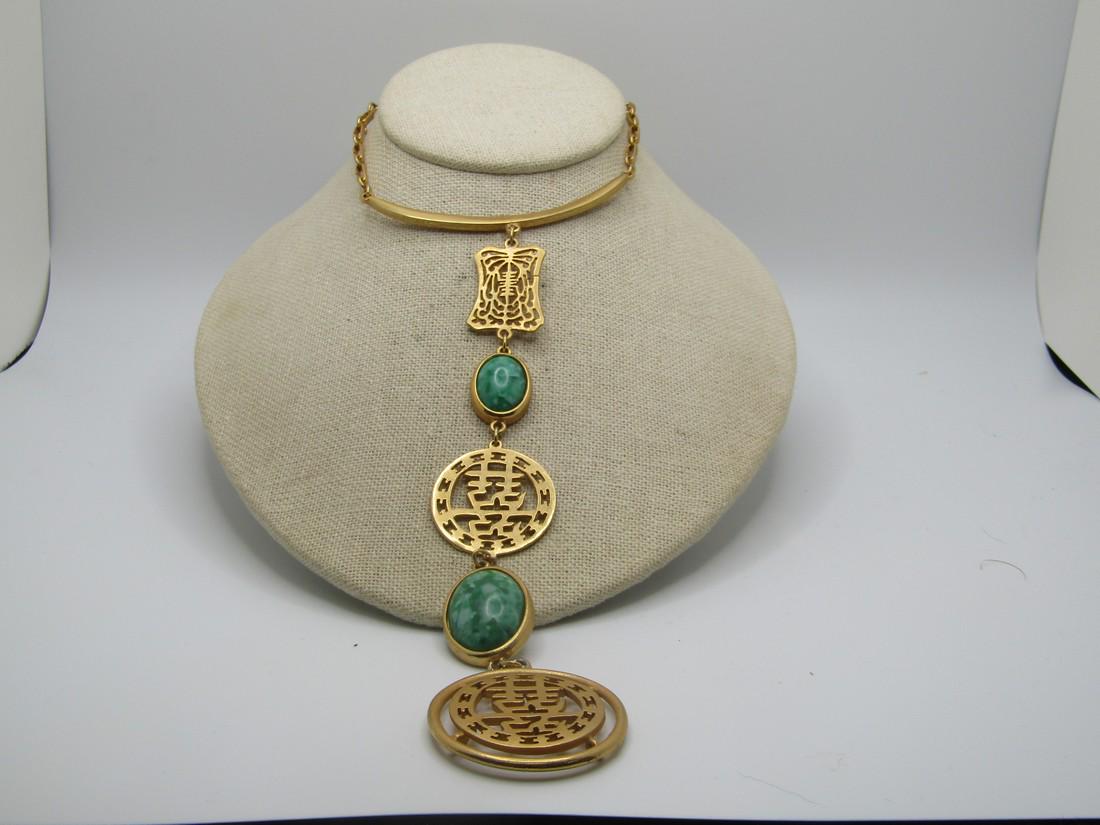 Vintage Japanese Themed Yoke/Lavalier Necklace, 17", 1970's-1980's (1 of 6)