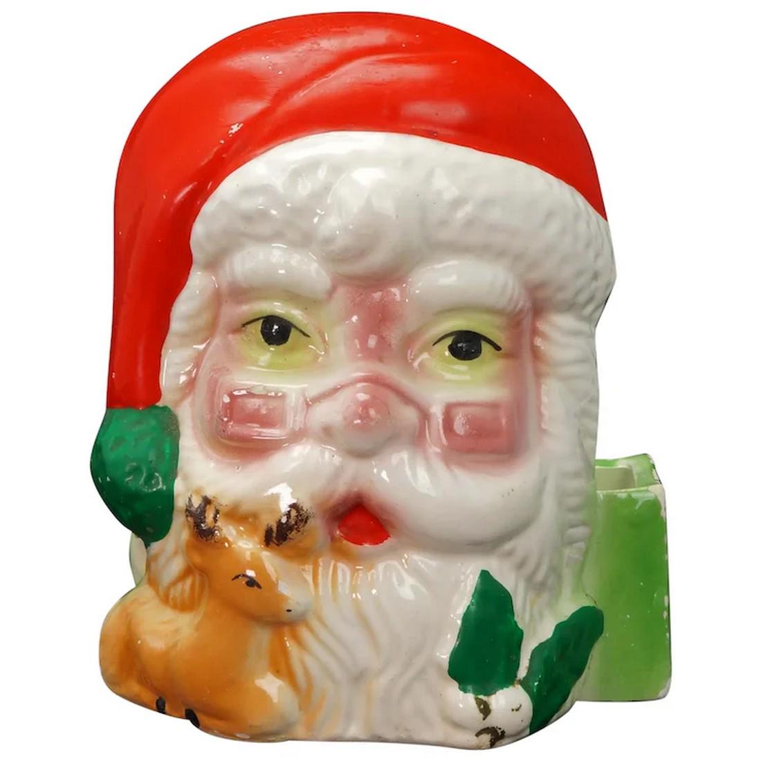 1950s Large Ceramic Santa and Reindeer Planter (1 of 7)
