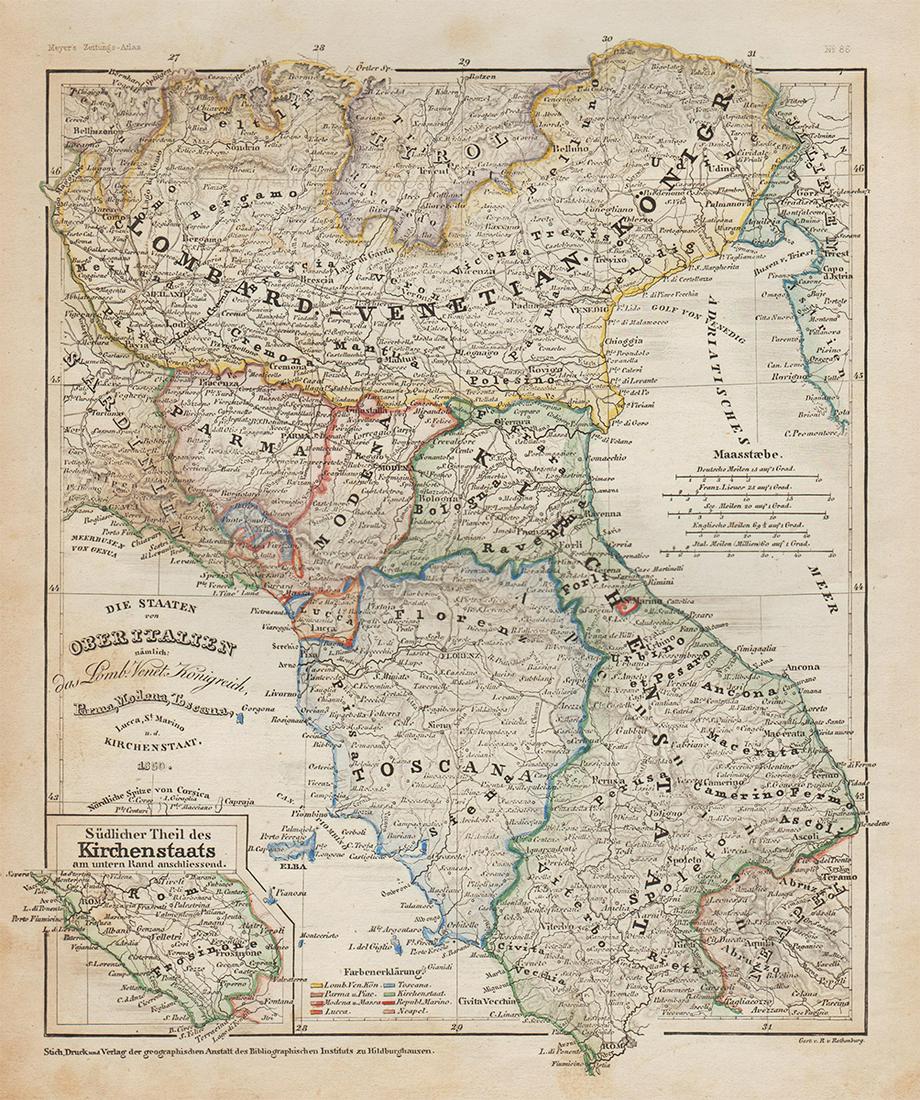 1850 map of Northern Italy by Joseph Meyer (1 of 2)
