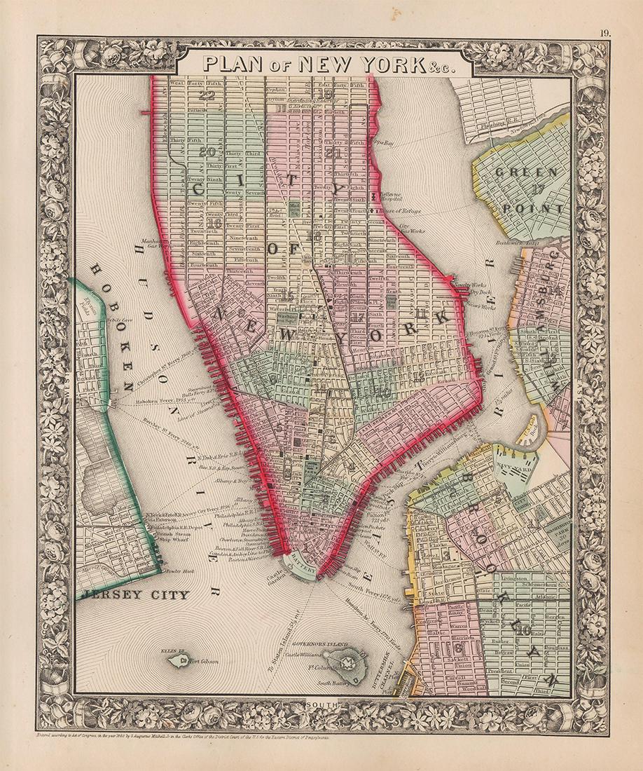 Desirable “Plan of New York City” by Mitchell, 1860 (1 of 5)