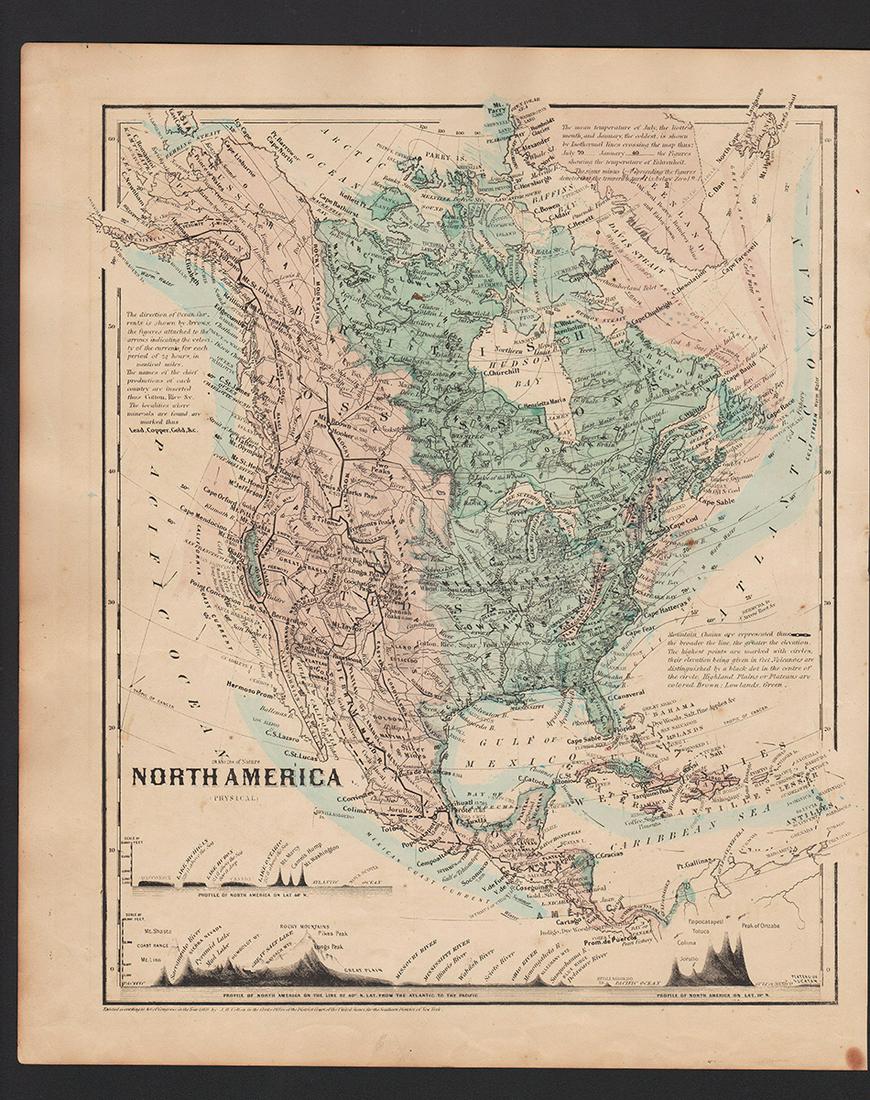 1860s Physical map of N. America, J. H. Colton (1 of 4)