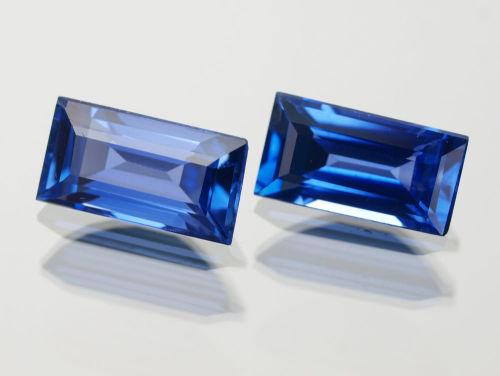 Pair of Natural Sapphire 0.16tcw Straight Baguette Top Royal Blue VVS (1 of 1)