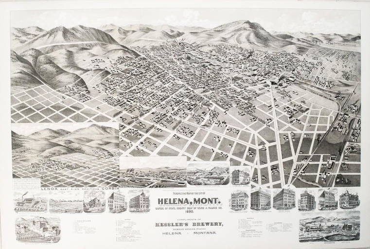 1890 Kessler Brewery/American Publishing Birds Eye View Map of Helena