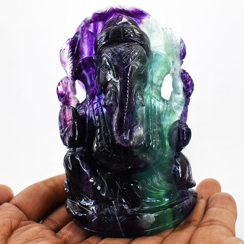 Beautiful Multicolor Fluorite Hand Carved Genuine Crystal Gemstone Carving Lord Ganesha (1 of 4)