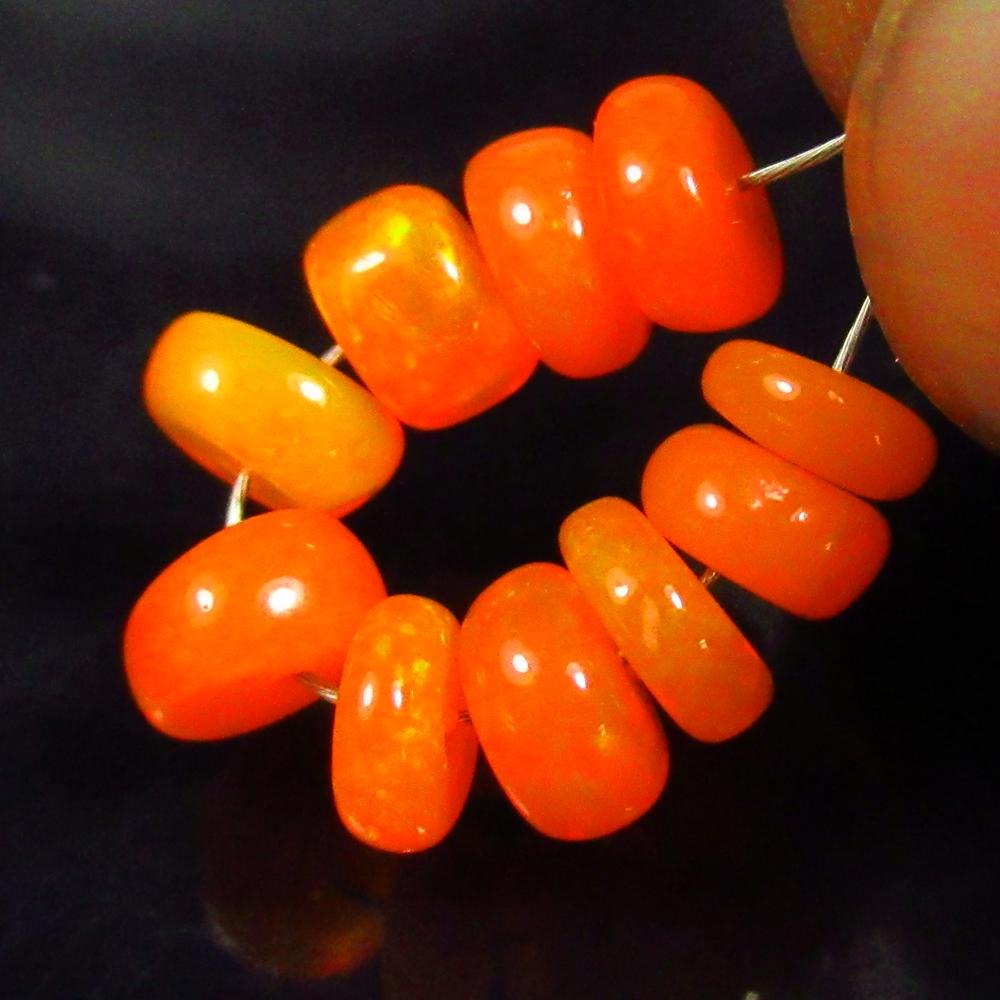 4.10 Ct Natural 10 Drilled Orange Fire Opal Round Beads (1 of 2)
