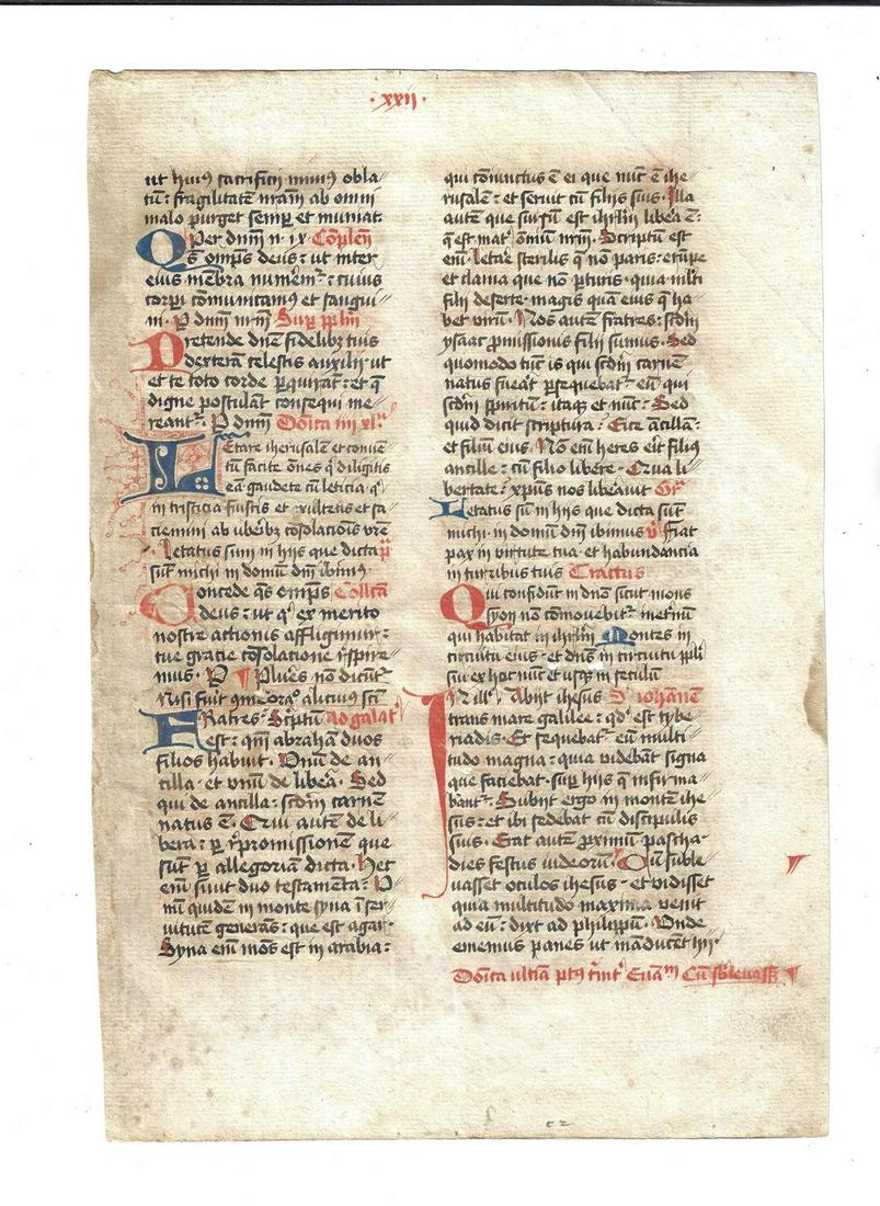 Medieval Manuscript Leaf Illuminated Initials (1 of 2)