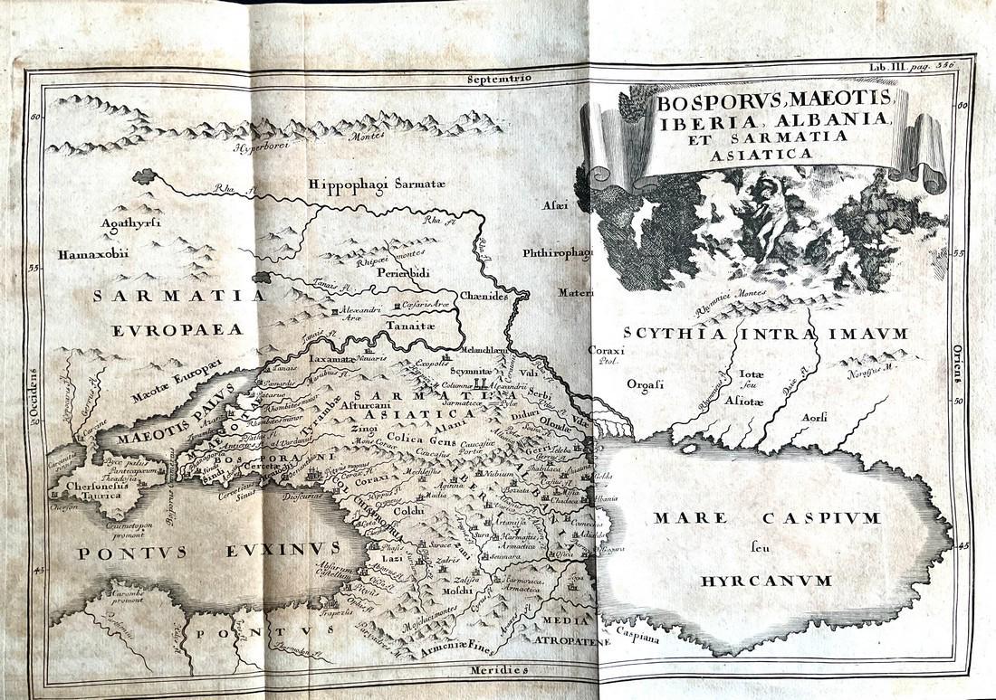 Ancient Caucasus region. Black Sea and Caspian Sea. 1701-1706 by Christoph Cellarius (1 of 3)