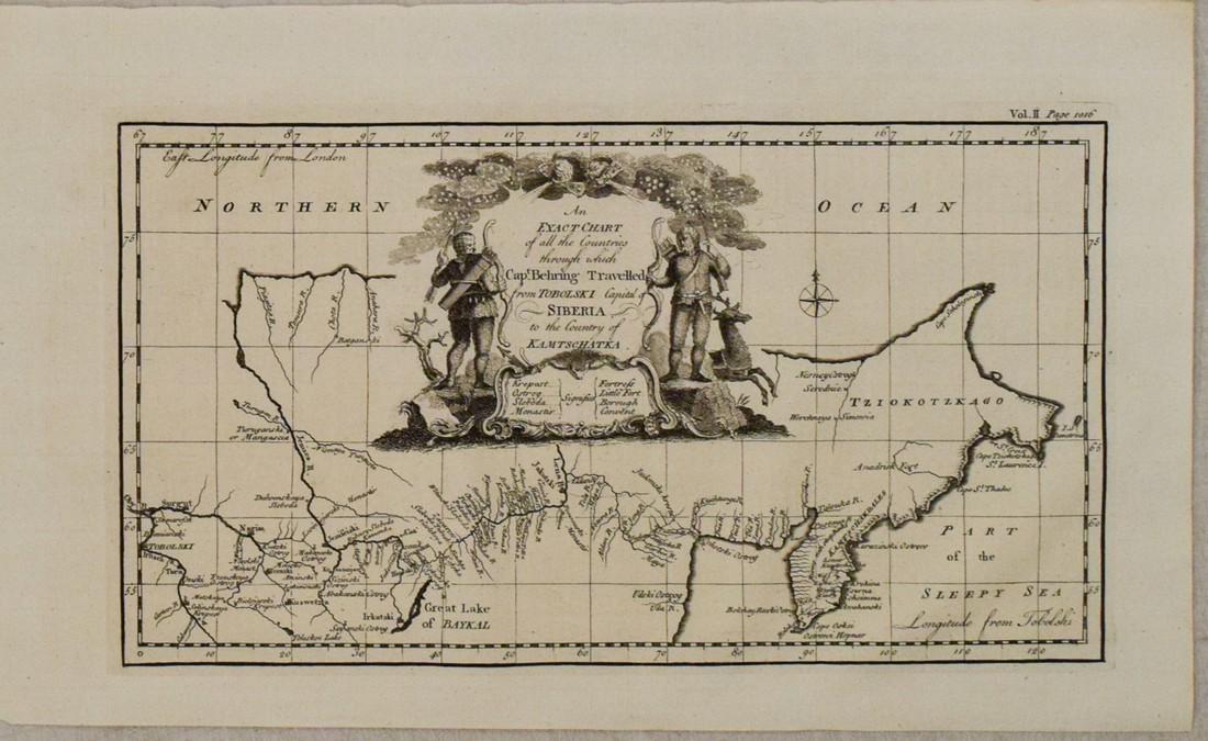 1764 Bowen Map of Siberia -- An Exact Chart of All the Countries through which Capt. Behring (1 of 1)