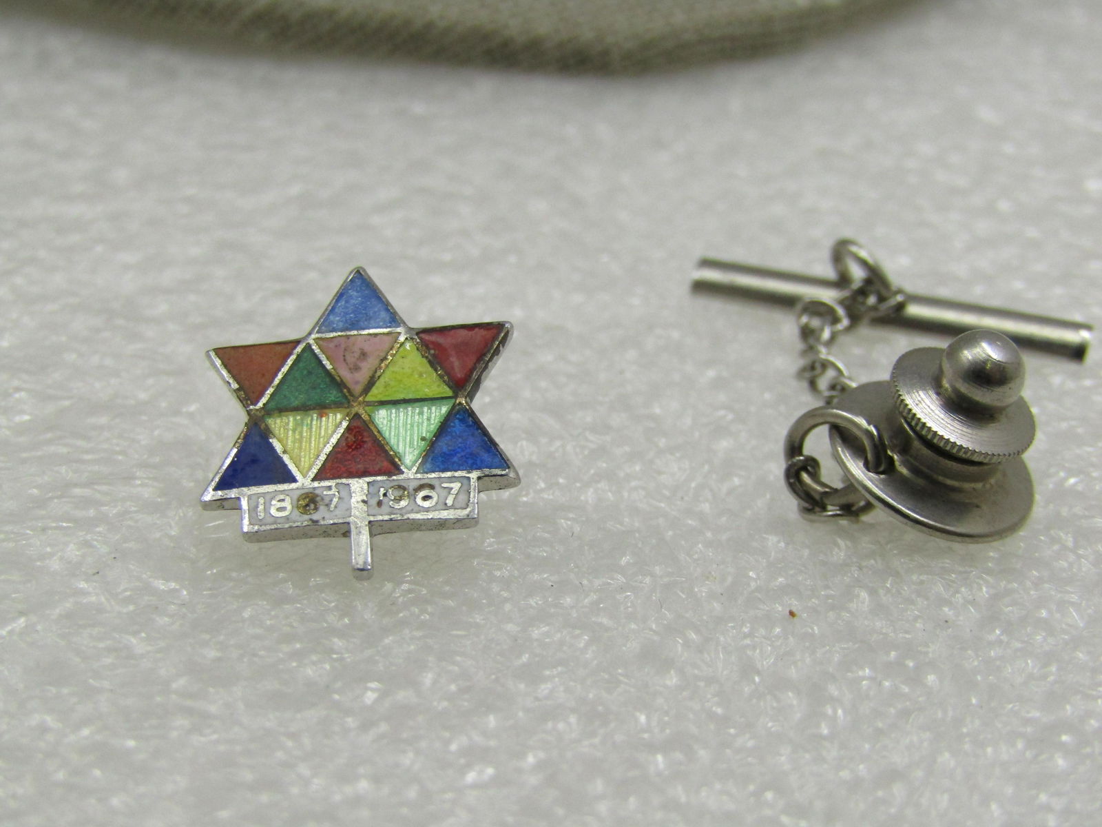 Vintage Sterling Canada Centennial Enameled Star Tack Pin, 1867-1967 (1 of 3)