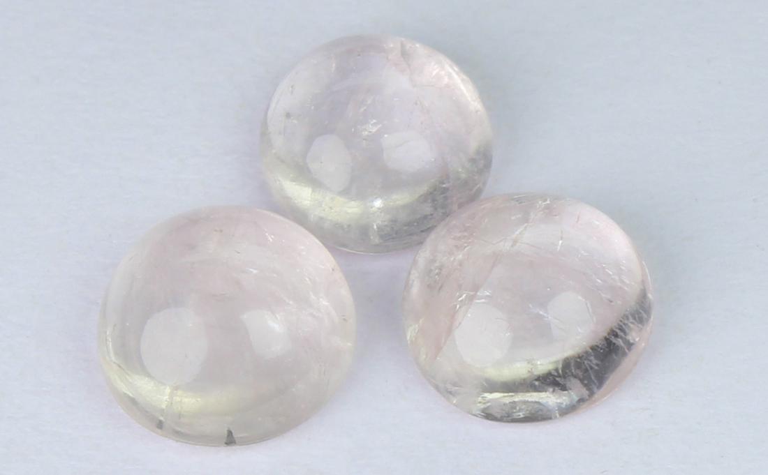 3.48 Cts Natural Morganite Lot: No Reserve! Gemstone : Natural Morganite Shape and Cut : Round Cabochon Weight : 3.48 carats Measurements : 7.02-6.99x3.75 mm , 6.88-6.79x3.26 mm , 6.58-6.45x3.46 mm Number Of Stone : 3 Color : Peach