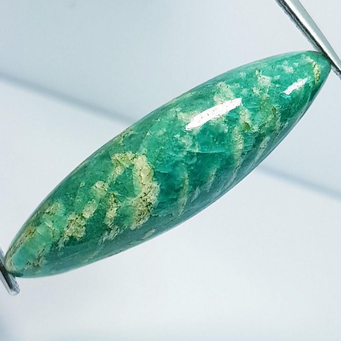 19.25 ctz Natural Amazonite: No Reserve! Title: 19.25 ctz Natural Amazonite Color/Clarity: Green / Opaque Gemstones: Amazonite Carat Weights: 19.25 Size/Dimensions: 35.67 x 10.25 x 7.53 Additional Information: Marquise / Brazil S