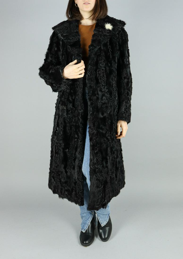 BLACK PERSIAN BROADTAIL LAMB FUR COAT - US 16 - EU L (1 of 12)