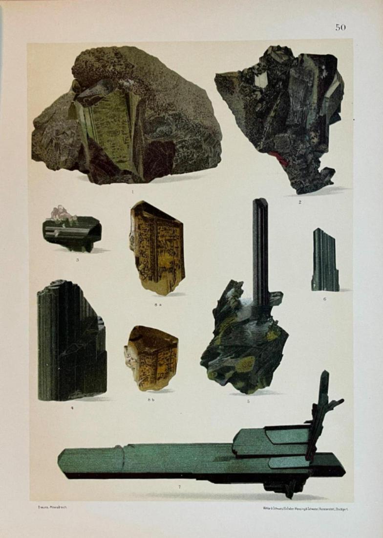 Antique Chromolithograph - Set of 2 Prints - Mineral Print - Vintage Gems - Epidote - Vesuvian: Titlle/Artist: Antique Chromolithograph - Set of 2 Prints - Mineral Print - Vintage Gems - Epidote - Vesuvian Description: Set of 2 Prints. This Original Antique Chromolithographic print of the editio