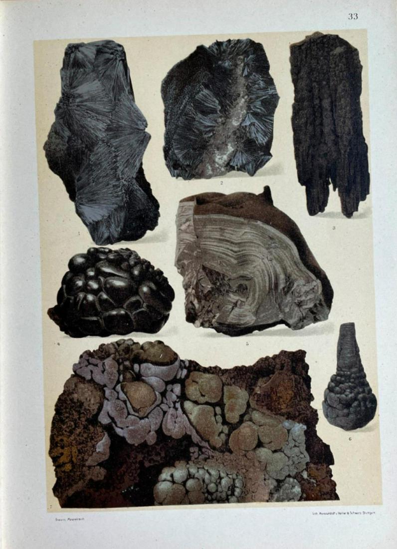 Antique Chromolithograph - Set of 2 Prints - Mineral Print - Vintage Gems - Manganese I - Eisenerz: Titlle/Artist: Antique Chromolithograph - Set of 2 Prints - Mineral Print - Vintage Gems - Manganese I - Eisenerz II Description: Set of 2 Prints. This Original Antique Chromolithographic print of the