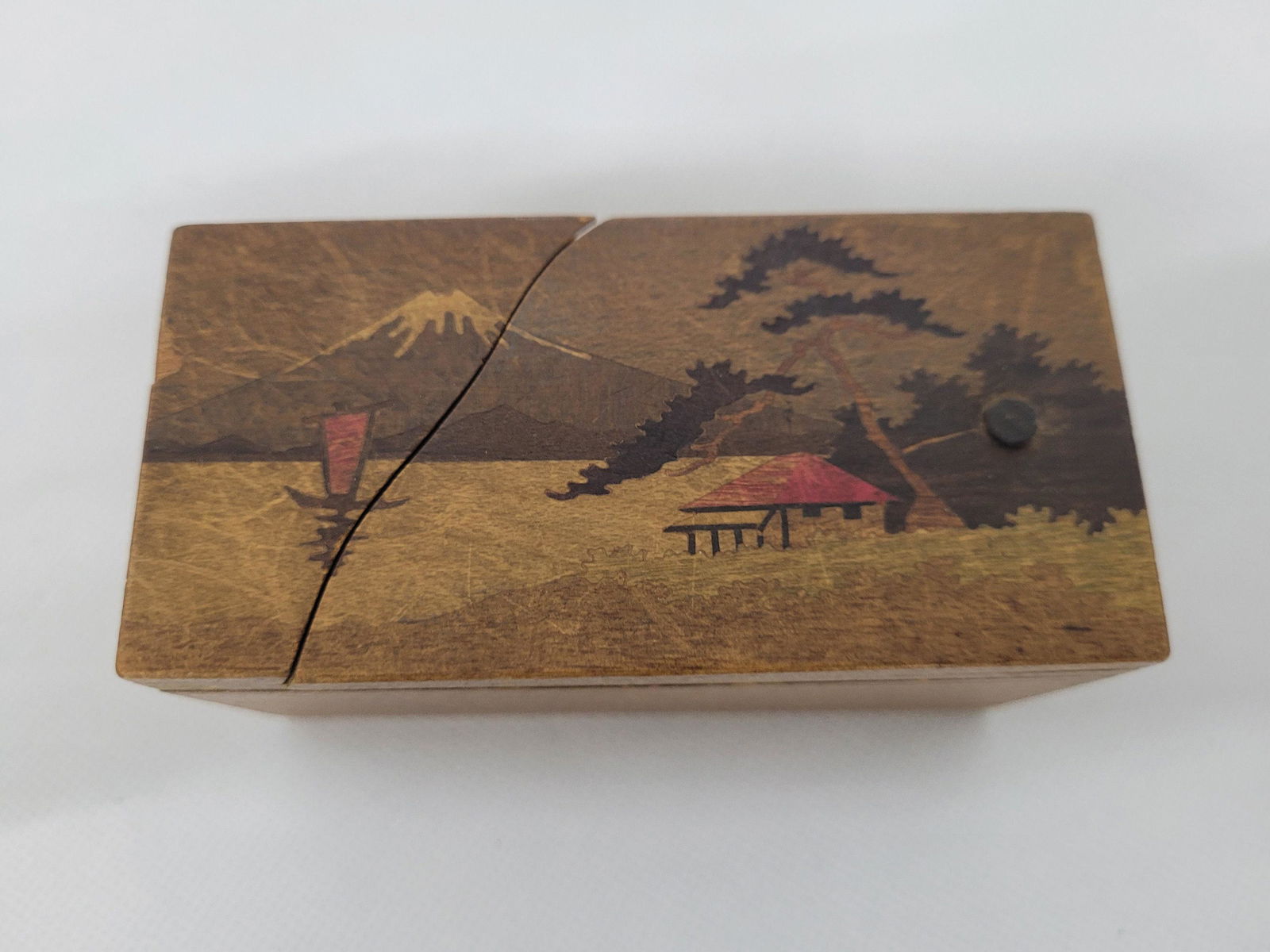 Vintage Wood Hidden Secret Puzzle Wooden Box Bank Japan (1 of 6)
