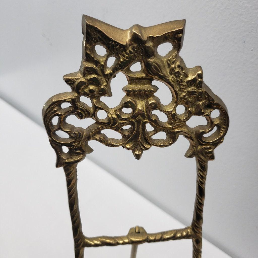 Vintage Large Gold Brass Easel Picture Book Bible Painting Display Table Top (1 of 10)