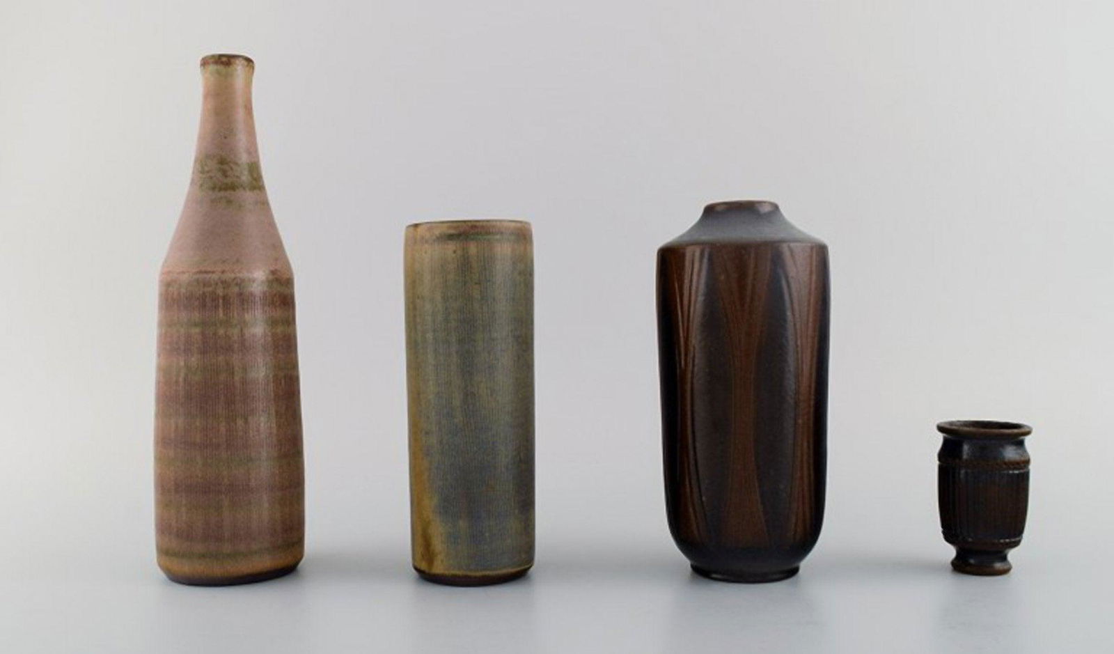 Four Wallåkra vases in glazed ceramics. Swedish design, 1960s. (1 of 7)