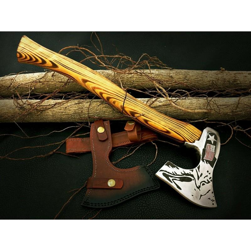 Handmade hunting viking tomahawk axe hatchet steel wood (1 of 4)