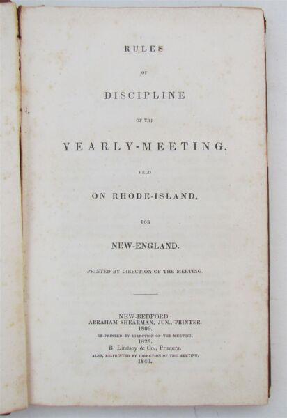1840 RULES & DISCIPLINE of MEETING HELD on RHODE ISLAND antique AMERICANA (1 of 5)