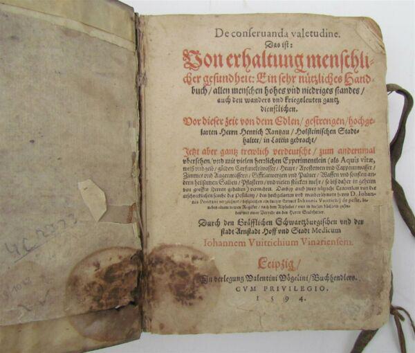 1594 MEDICAL TREATISE De conservanda valetudine H.Rantzau antique rare 16th Cent (1 of 8)