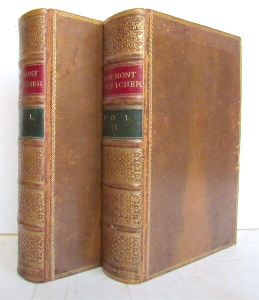 1866 BRITISH THEATRE 2 VOLUMES Works of Beaumont and Fletcher ANTIQUE (1 of 6)