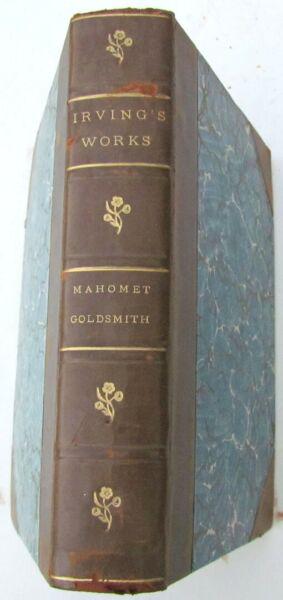 ANTIQUE IRVING'S WORKS DECORATIVE LEATHER BINDING - MAHOMET (1 of 3)