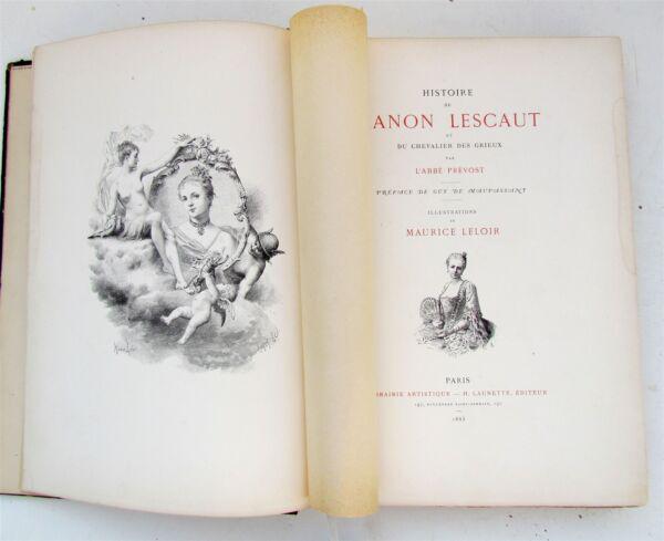 1885 HISTOIRE de MANON LESCAUT by PREVOST ILLUSTRATED by M. LELOIR antique FOLIO (1 of 12)
