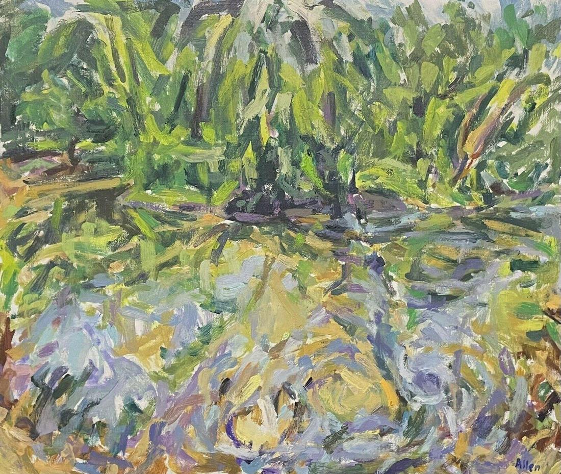 Large Impressionist Signed Oil Painting The Pond 20TH CENTURY (1 of 12)