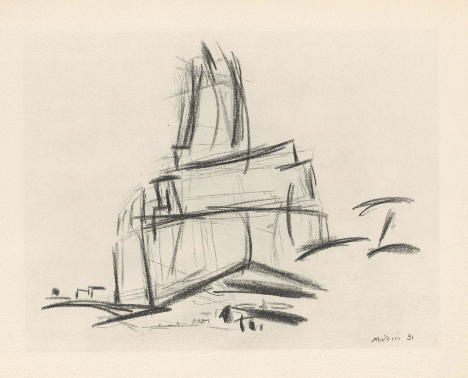 John Marin "Telephone Building NYC from River" (1 of 1)