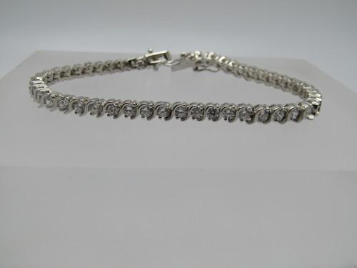 Clear Rhinestone Tennis Bracelet, 7.25", Silver Tone,  4mm (1 of 7)