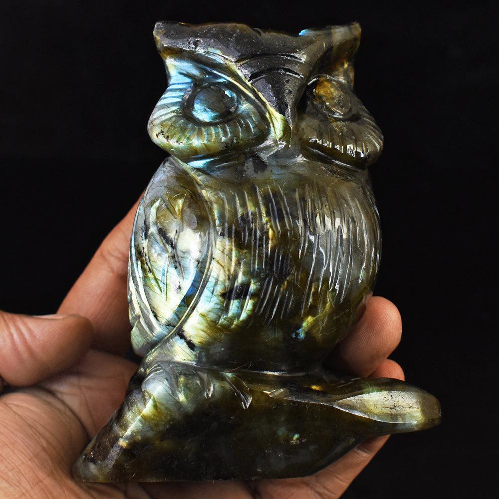 Gorgeous Amazing Flash Labradorite Hand Carved Owl Gemstone (1 of 5)