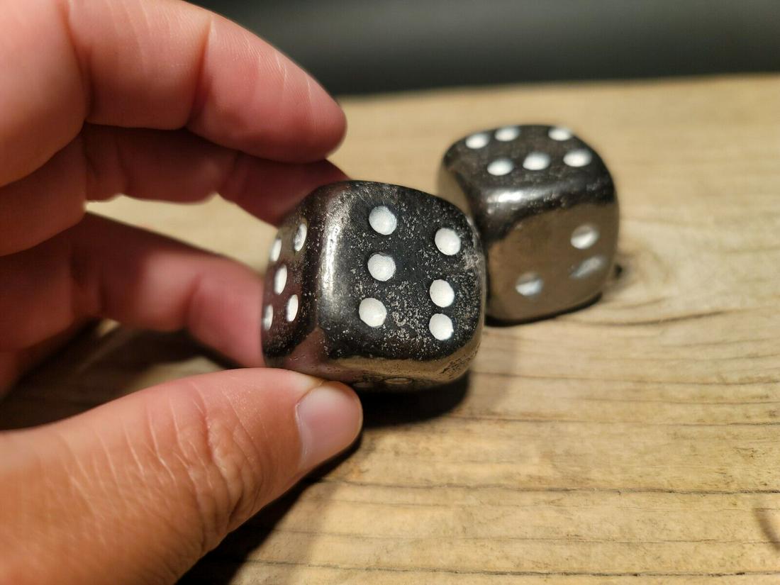 Set of 2 Large Wrought Iron Dice 1 5/8" (1 of 12)