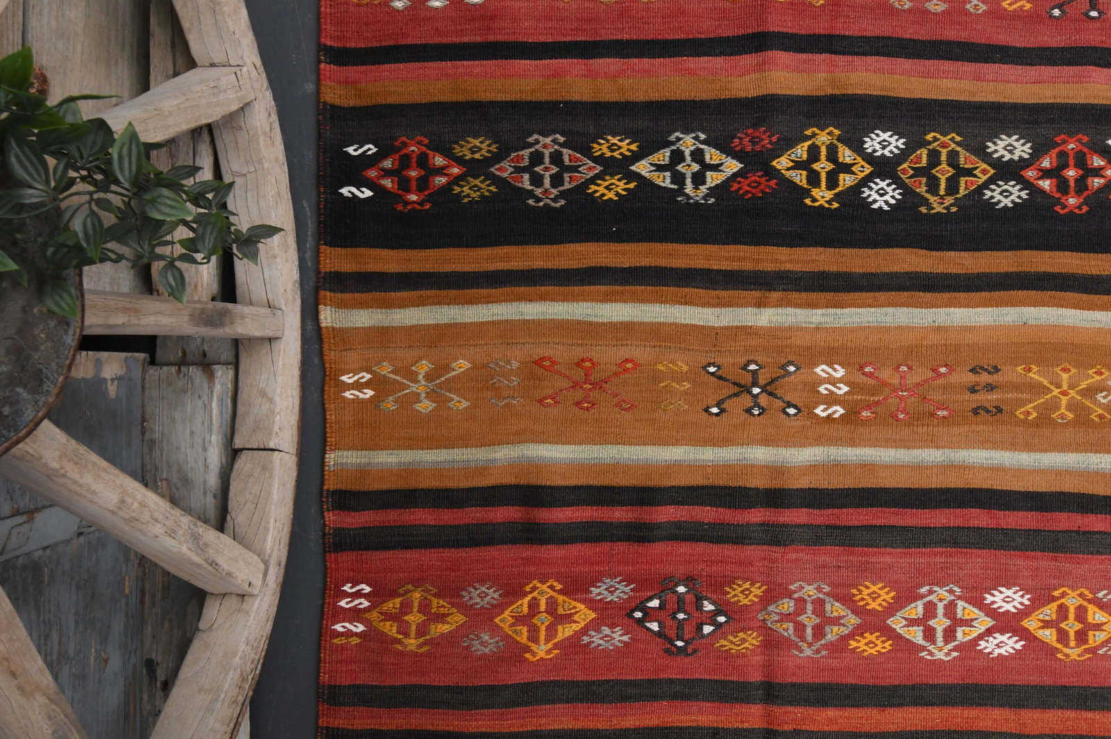 3.6x5.2 FLATWEAVE KILIM Area Oushak Turkish Rug Vintage (1 of 9)