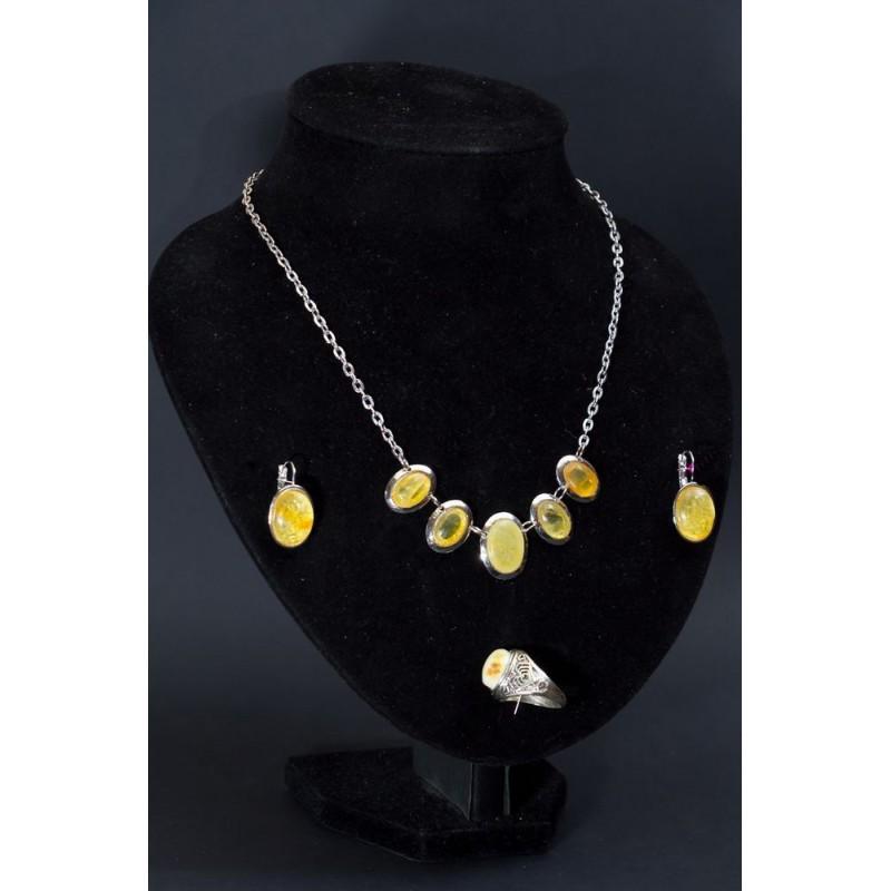 32g Vintage Baltic amber, set necklace, earrings, ring metal (1 of 12)