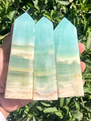 1420 Grams Natural Pistachio Calcite Towers (1 of 4)