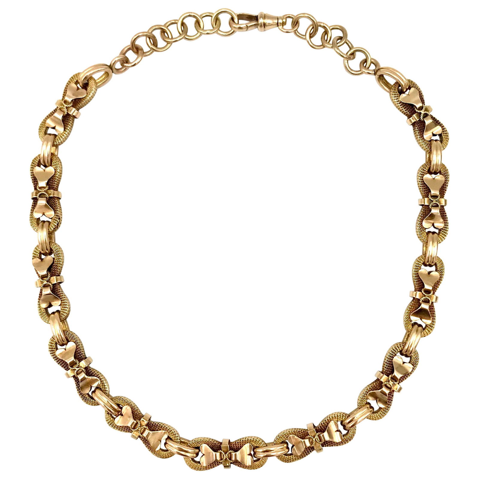 Antique Yellow Gold Whimsical Link Watch Chain Necklace (0235) on Jan