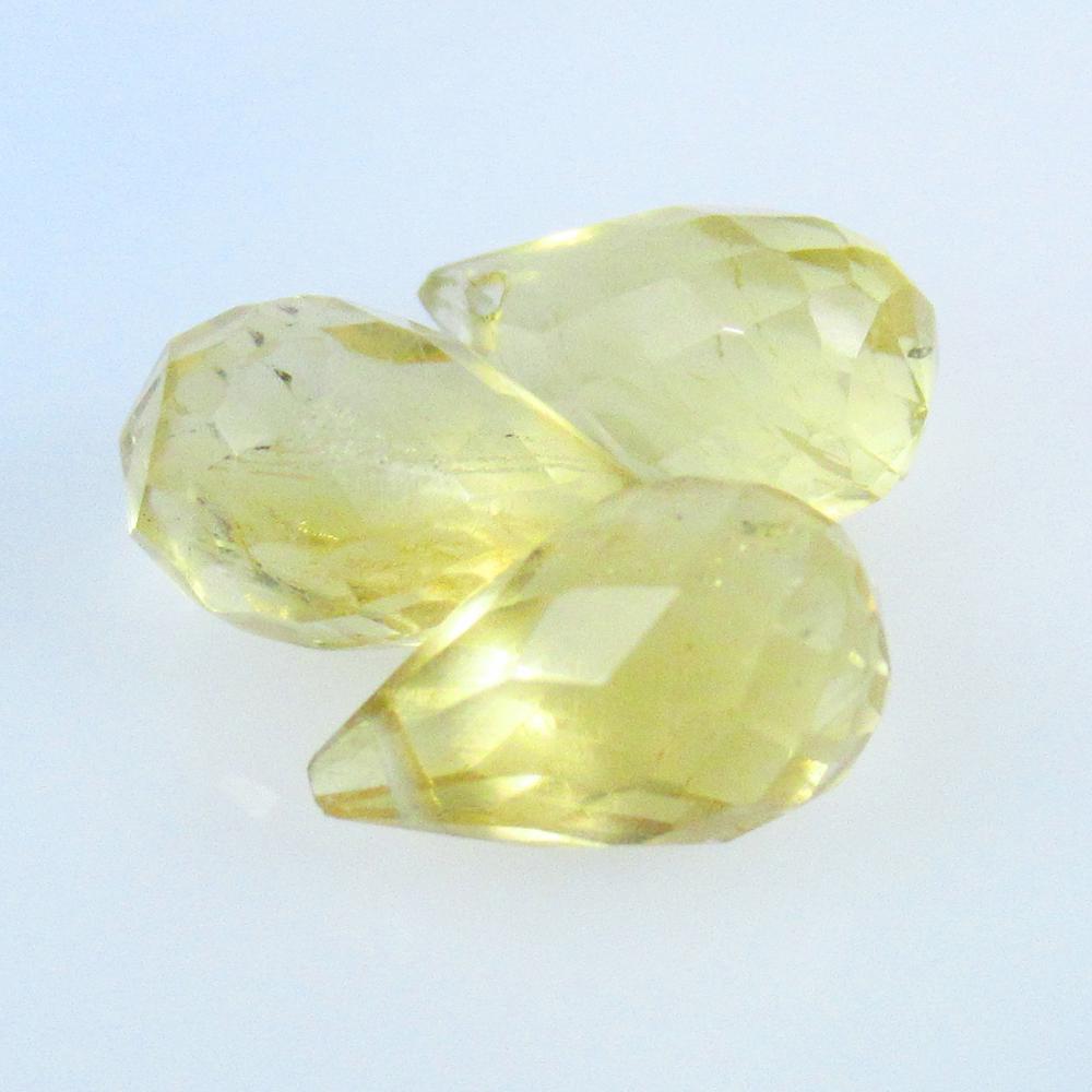 5.36 Ctw Natural 3 Citrine Briolette Drilled Pear Beads (1 of 2)