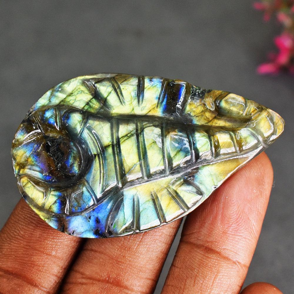 Beautiful 56 Carats Genuine Amazing Flash Labradorite Carved Scorpio (1 of 2)